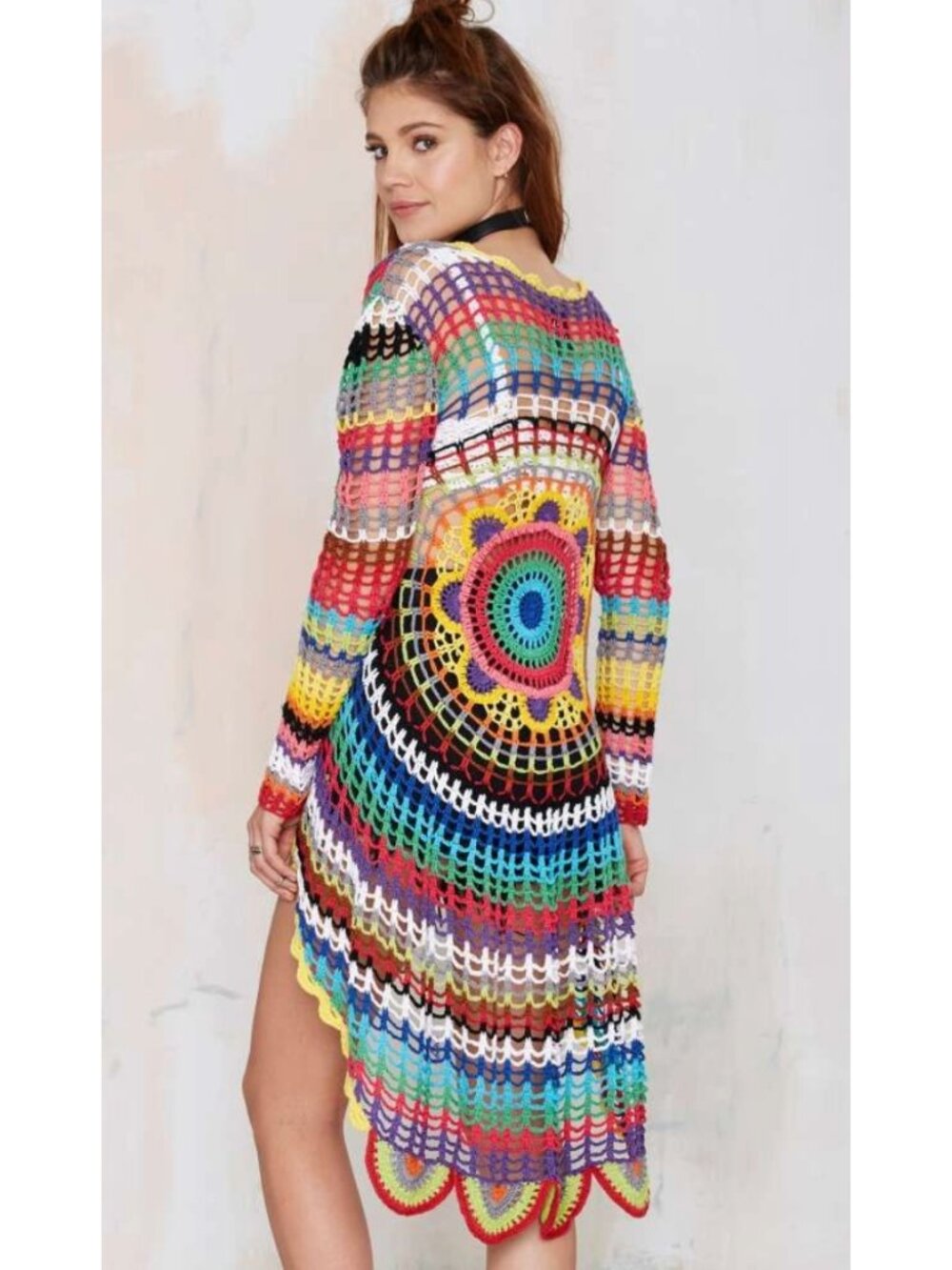 UNIF Rainbow Mandala crochet festival cardigan